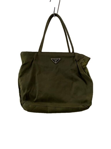 【中古】PRADA◆三角ロゴ/ハンドバッグ/ナイロン/カーキ/汚れ・変色有【バッグ】 【中古】PRADA◆三角ロゴ/ハンドバッグ/ナイロン/カーキ/汚れ・変色有【バッグ】