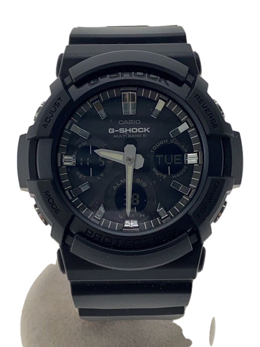 【中古】CASIO◆ソーラー腕時計・G-SHOCK/デジアナ/ラバー/BLK/BLK/SS【服飾雑貨他】