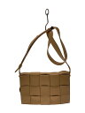 【中古】BOTTEGA VENETA◆ショルダーバッグ/BEG/カセットショルダーバッグ/イントレチャート【バッグ】