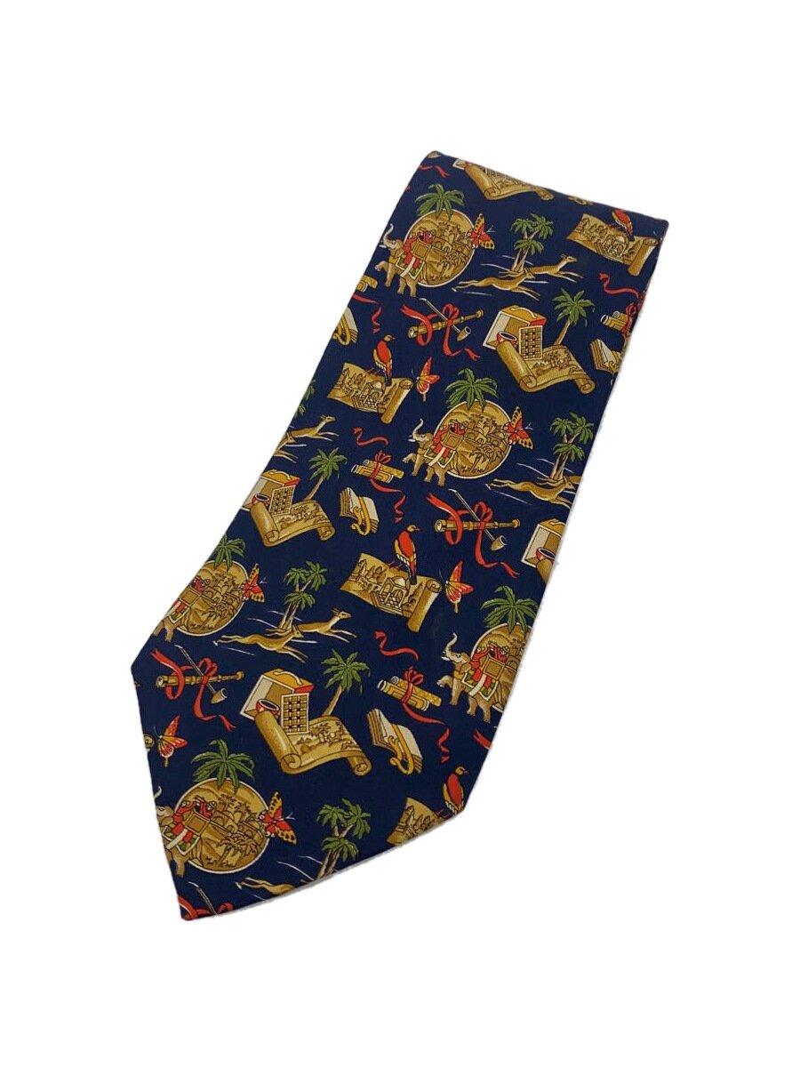 FERRAGAMO - 【中古】Salvatore Ferragamo◆ネクタイ/シルク/NVY/総柄/メンズ【服飾雑貨他】