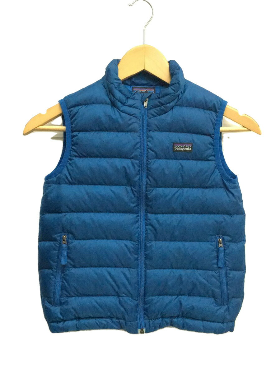 【中古】patagonia◆ダウンベスト/XS/ナイロン/青/ブルー/使用感有/キッズ【キッズ】