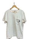 【中古】CHROME HEARTS◆Y NOT フロントロゴ刺繍ポケットTシャツ/M/コットン/ホワイト【メンズウェア】