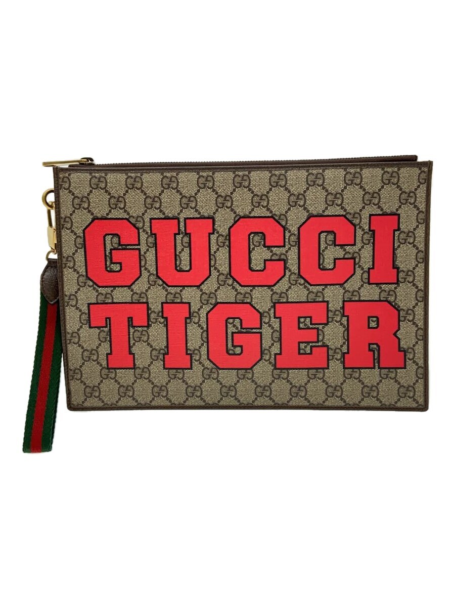 【中古】GUCCI◆バッグ/TIGERプリント/PVC/BRW/688378496085【バッグ】