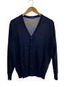 【中古】LOEWE◆エルボーパッチ/アナグラム/カーディガン(薄手)/M/ウール/NVY【メンズウェア】