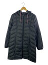 【中古】TOMMY HILFIGER◆ロングダウンジャケット/L/ポリエステル/BLK/無地【レディースウェア】