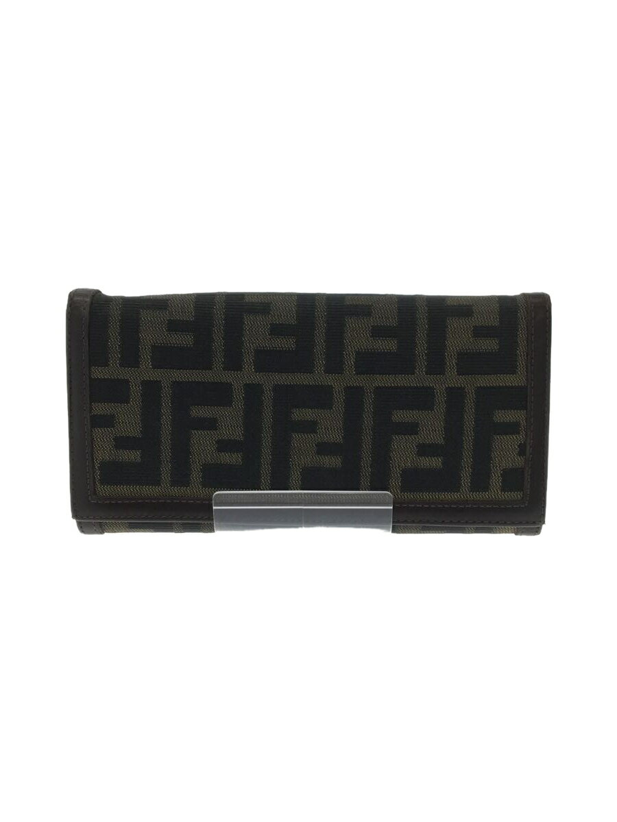 【中古】FENDI◆長財布/キャンバス/BR