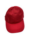 【中古】PRADA◆シルクベースボールキャップ/M/ポリエステル/RED/無地/メンズ/1HC274【服飾雑貨他】