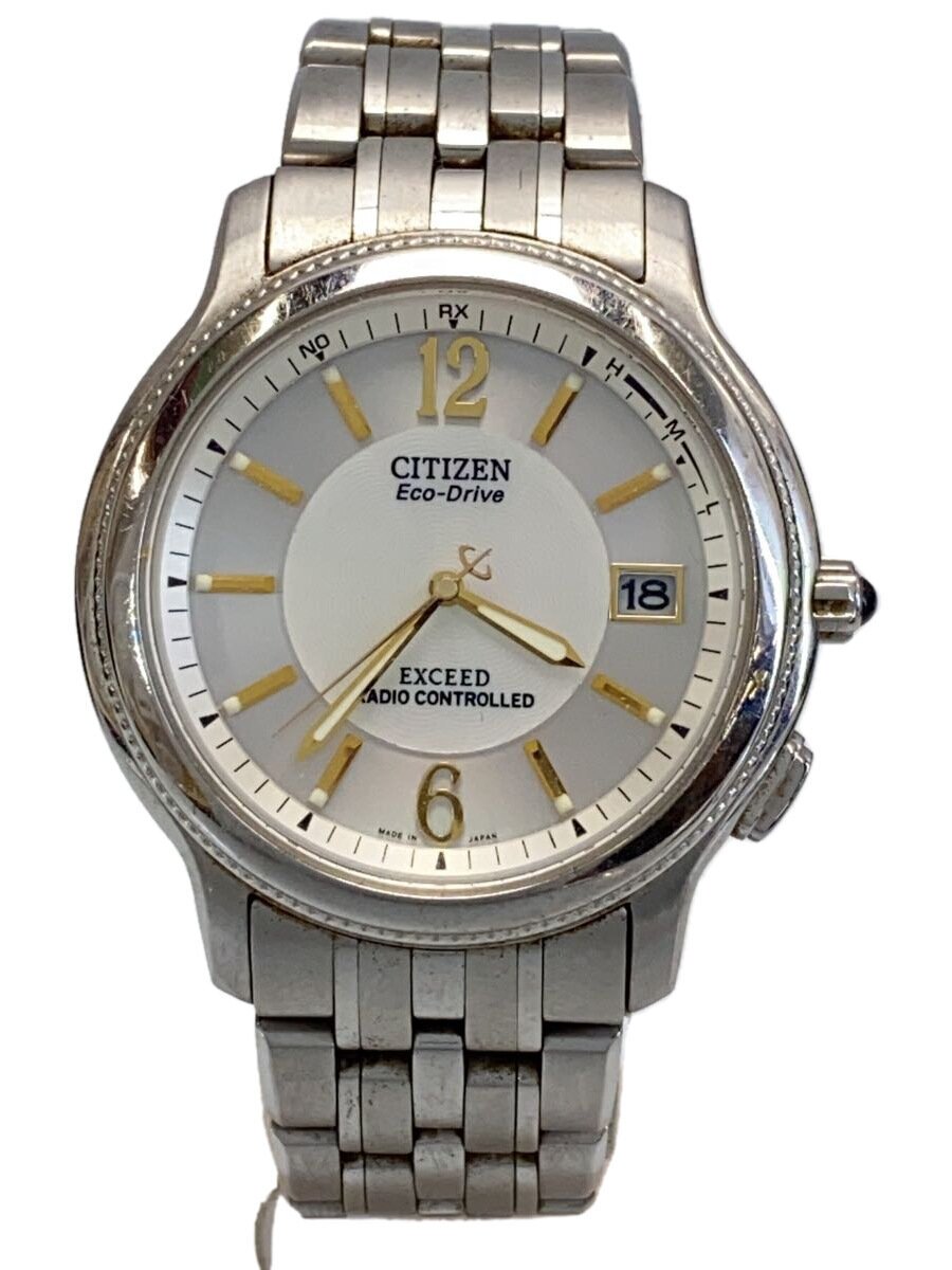 【中古】CITIZEN◆EXCEED/エコドライブ/ソーラー/アナログ/ステンレス/シルバー/H410-T007716【服飾雑貨他】