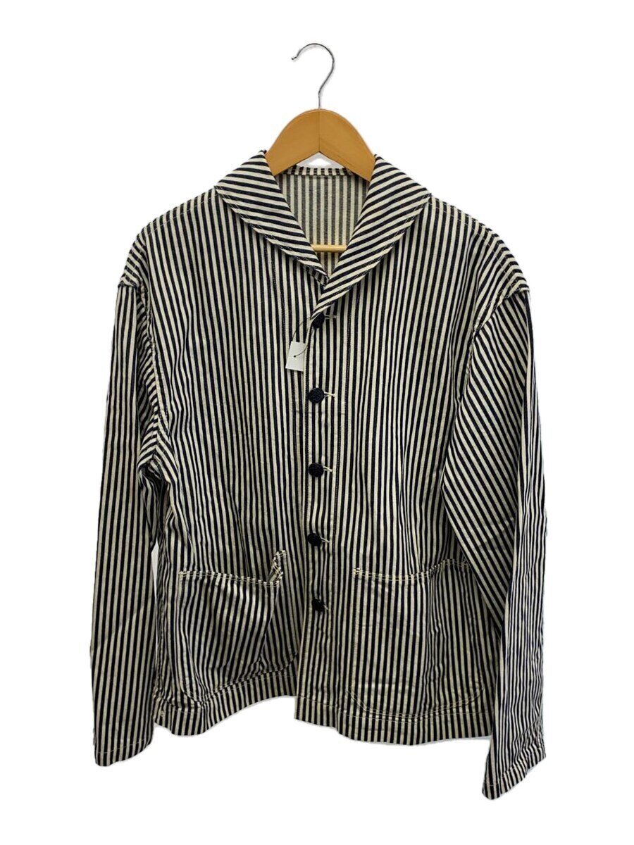 【中古】TCBjeans◆ショールカバーオール/ジャケット/コットン/WHT/ストライプ//【メンズウェア】
