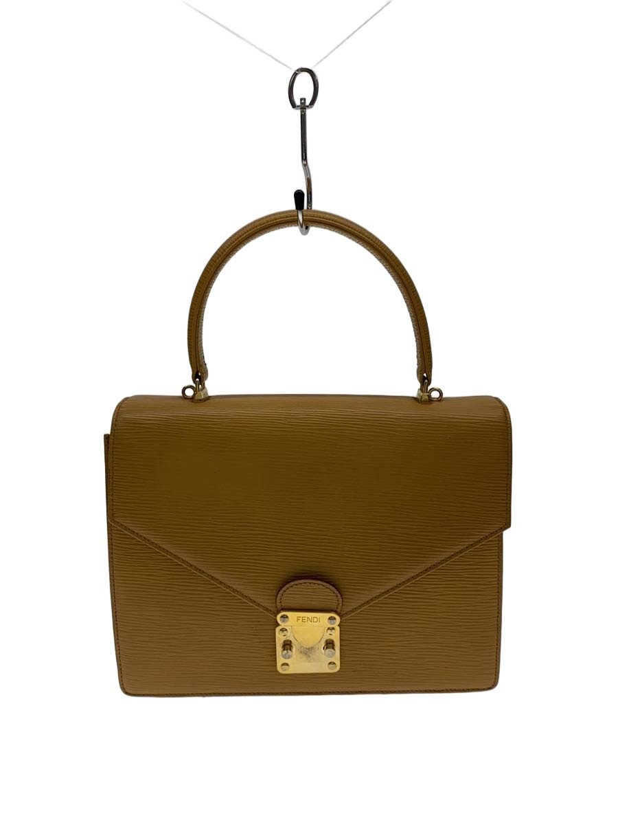 【中古】FENDI◆ハンドバッグ/レーヨン/BEG/無地/エピ/ショルダー欠損/old/オールド【バッグ】(4.0)