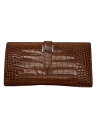 【中古】HERMES◆ベアン/□L/2008/アリゲーター/長財布/レザー/BRW/レディース【服飾雑貨他】
