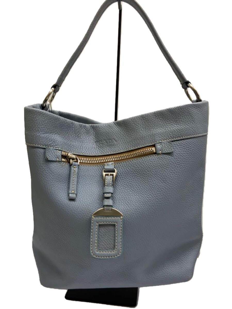 PRADA - 【中古】PRADA◆ハンドバッグ/レザー/BLU/無地/角スレ有//【バッグ】