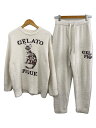 【中古】gelato pique◆CAT&DOG ジャガードプルオーバー/パンツ/セットアップ/FREE/ポリエステル/CRM【レディースウェア】