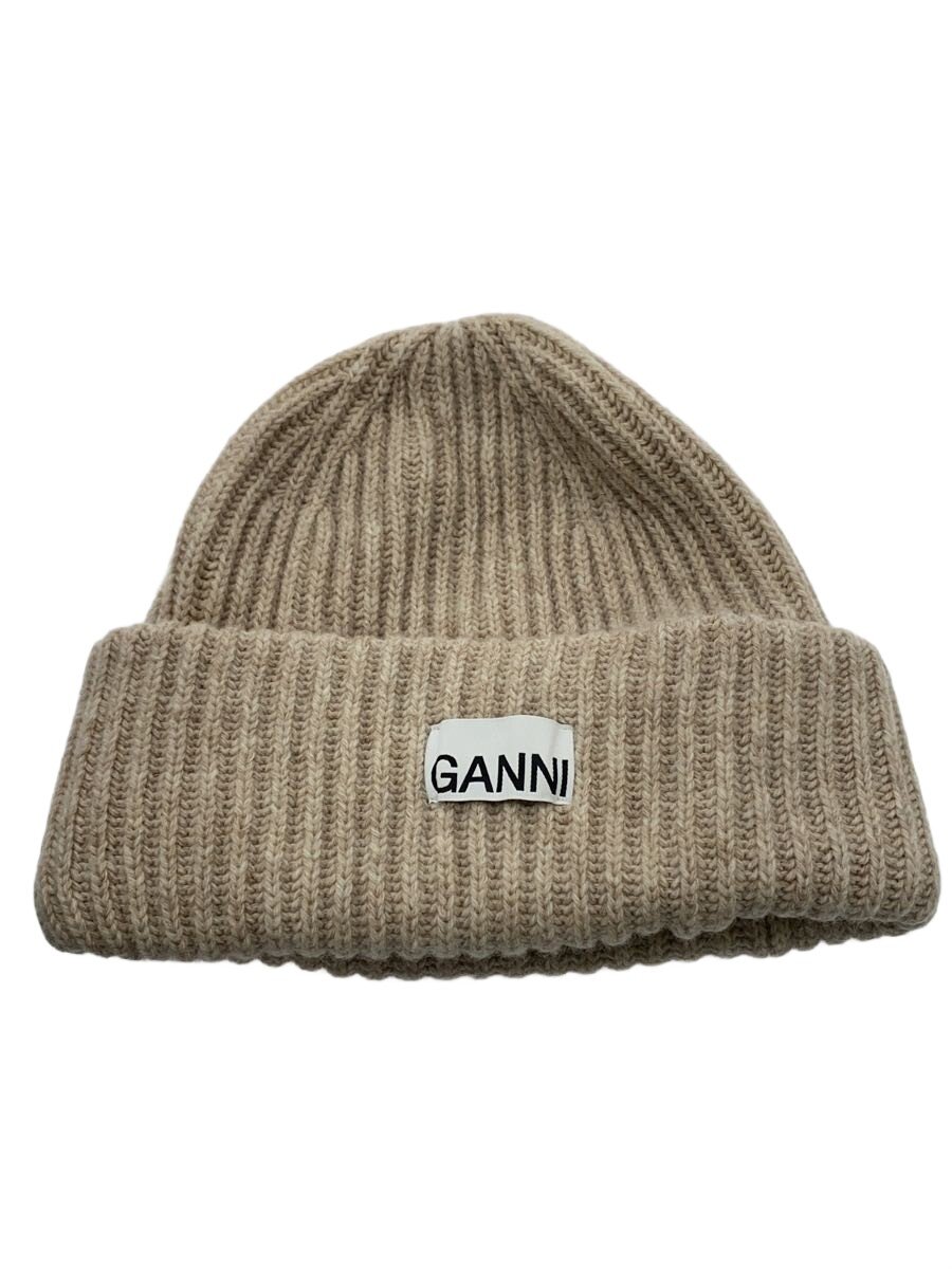 【中古】GANNI◆ニットキャップ/--/ウール/BEG/レディース/A4429【服飾雑貨他】
