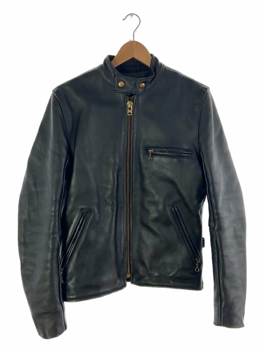 【中古】VANSON◆立ち襟/シングルライダースジャケット/36/牛革【メンズウェア】