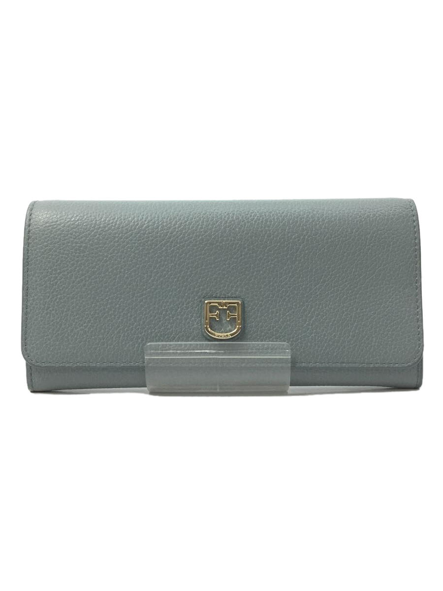 【中古】FURLA◆長財布/レザー/BLU/レ