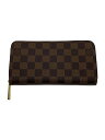 【中古】LOUIS VUITTON◆2)ジッピー・ウォレット_ダミエ・エベヌ_BRW_ブラウン/PVC/BRW/メンズ/N41661【服飾雑貨他】