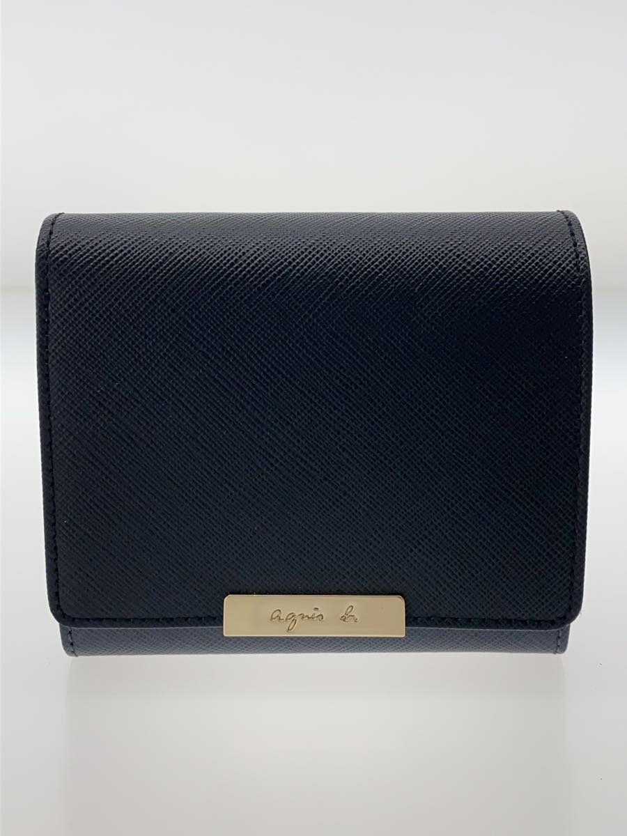 【中古】agnes b.◆2つ折り財布/レザー/BLK/レディース/lw02m-01【服飾雑貨他】