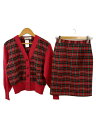 【中古】miss chloe◆セットアップ/40/ウール/RED/チェック【レディースウェア】