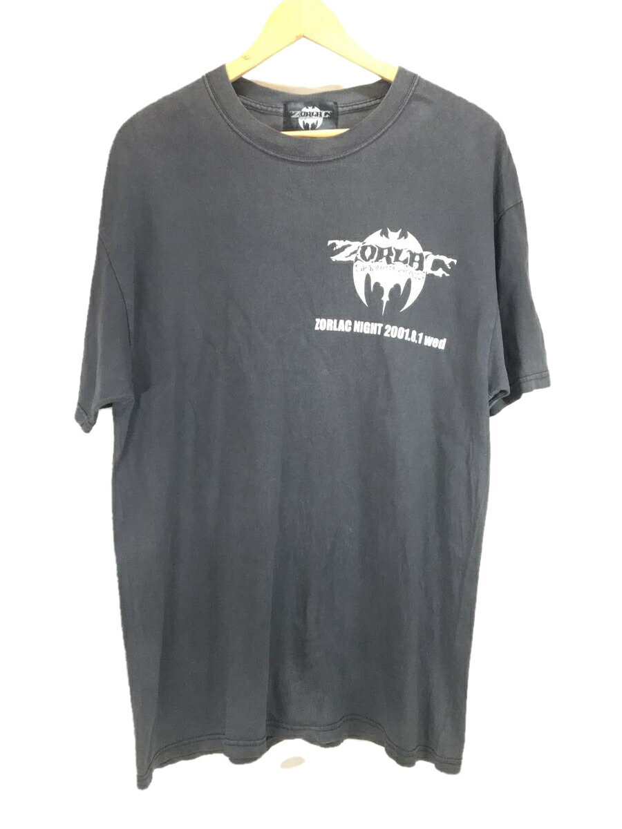 【中古】プリント剥がれ 割れ有/ZORLAC/Tシャツ/L/コットン/GRY/グレー//半袖 ZORLAC NIGHT 2001.8.1 Wed【メンズウェア】