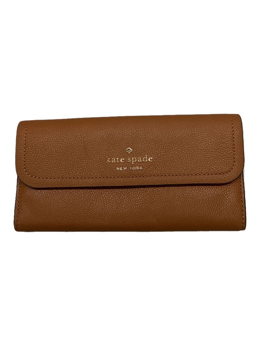 【中古】kate spade new york◆長財布/--/BRW/無地/レディース/KB014【服飾雑貨他】