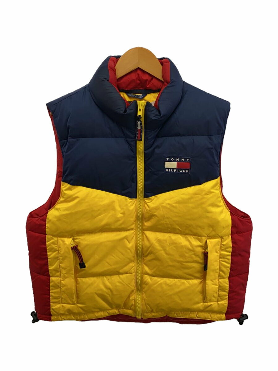 【中古】TOMMY HILFIGER◆ダウンベスト/L/ポリエステル/マルチカラー【メンズウェア】