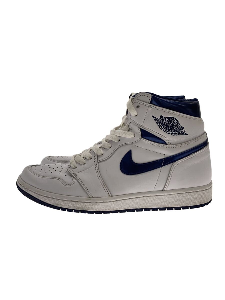 NIKE◆Air Jordan 1 High Metallic Navy/27.5cm/WHT/555088-106