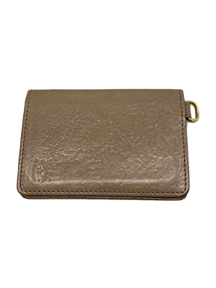 【中古】IL BISONTE◆カードケース/レザー/GRY/無地/レディース【服飾雑貨他】
