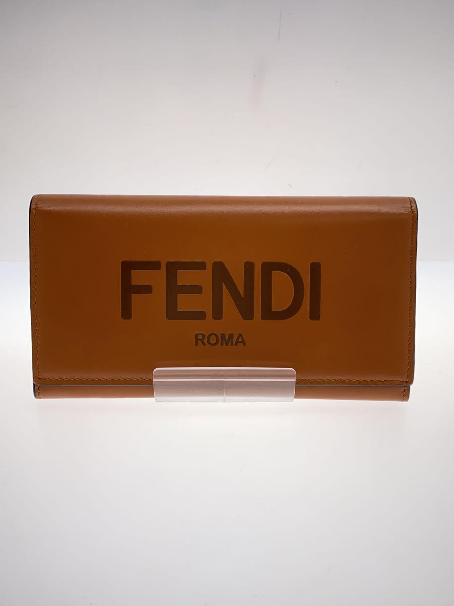 【中古】FENDI◆長財布/--/BRW/無地/メ