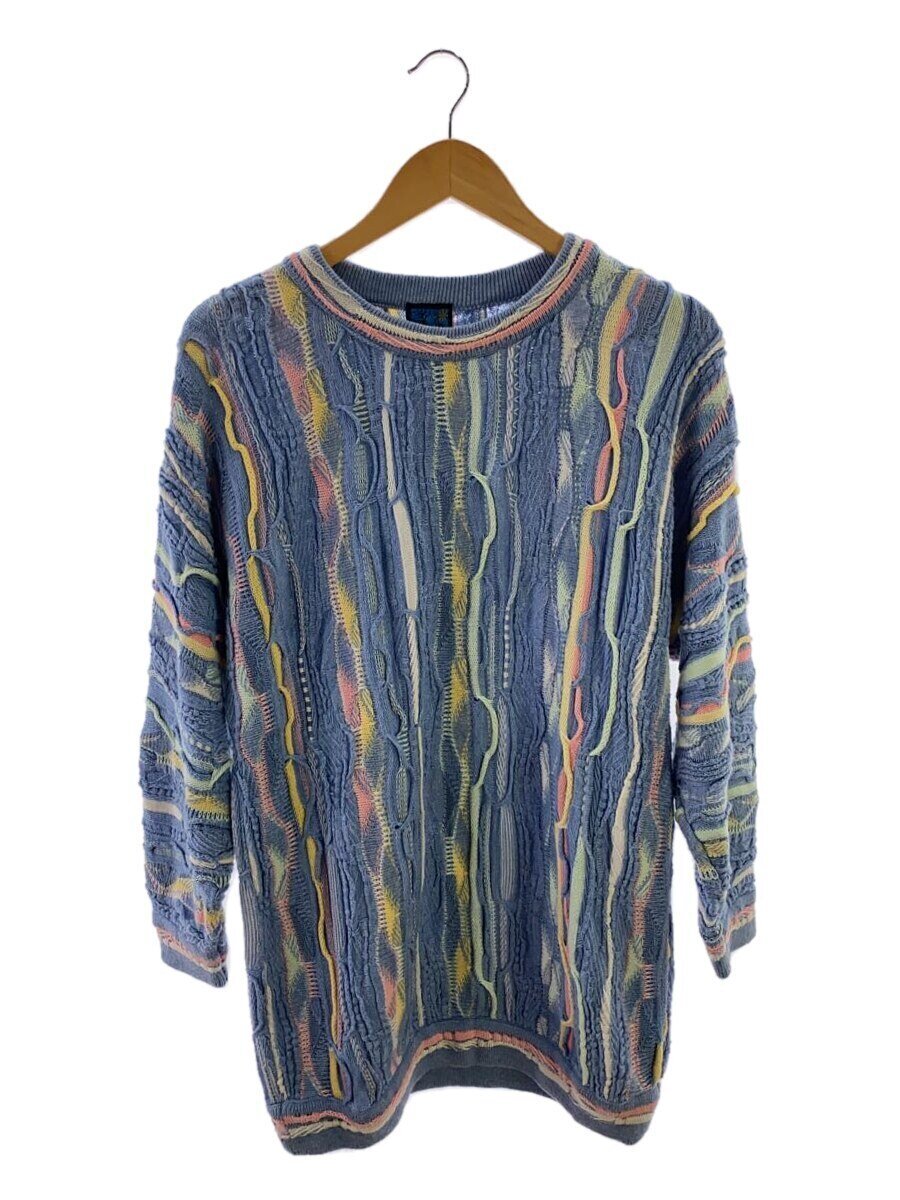 【中古】EMAROO◆3Dニット/オーストラリア製/S/コットン/BLU/総柄【メンズウェア】