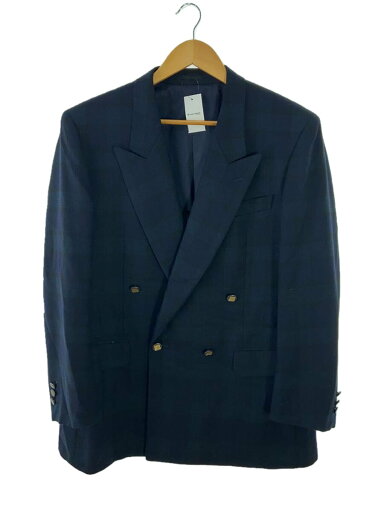 【中古】LANVIN◆タブルテーラード/肩パッド/テーラードジャケット/--/ウール/NVY/チェック【メンズウェア】 【中古】LANVIN◆タブルテーラード/肩パッド/テーラードジャケット/--/ウール/NVY/チェック【メンズウェア】