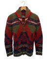 【中古】POLO RALPH LAUREN◆90年代/ネイティブ柄/ショルーカラー/カーディガン(薄手)/L/コットン/RED/レッド/アカ【メンズウェア】