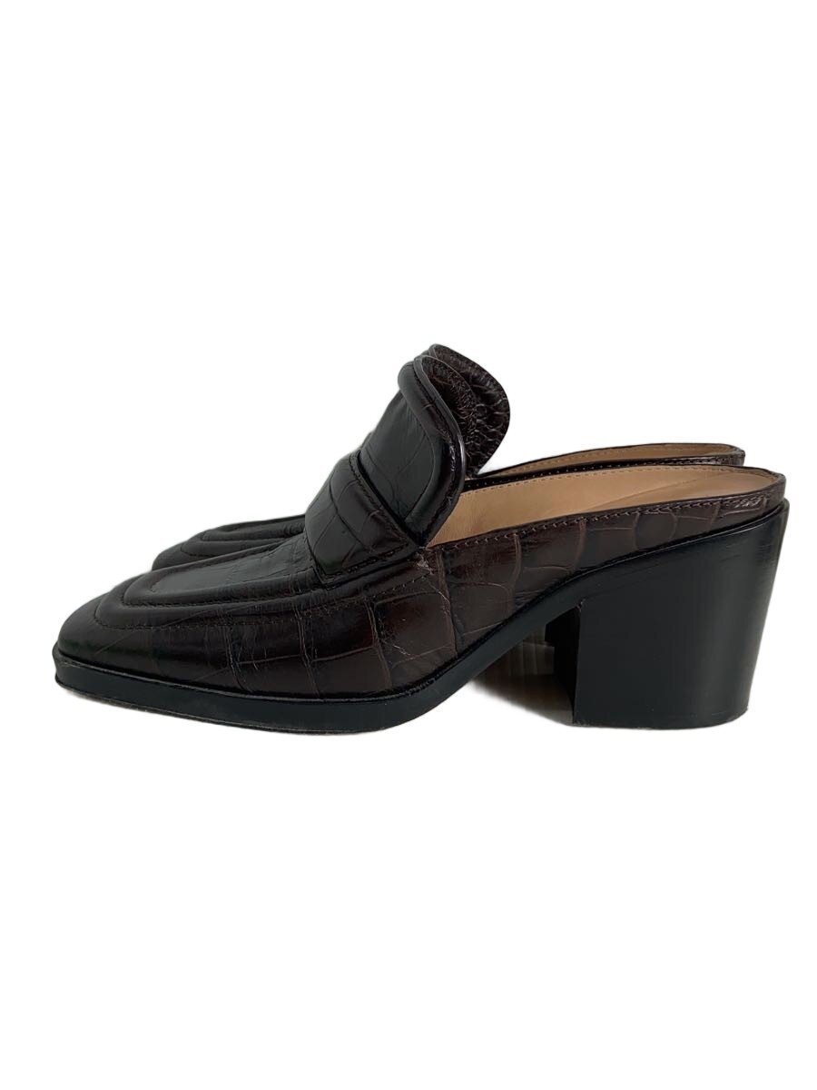 【中古】BOTTEGA VENETA◆サンダル/36/ブラウン/ミュール/ALLIGATOR PRINT FONDANT【シューズ】