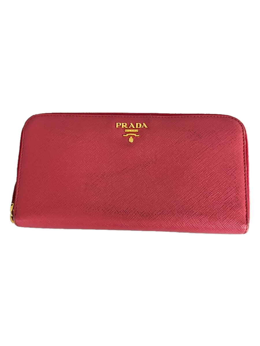 【中古】PRADA◆長財布/レザー/PNK/無地/レディース【服飾雑貨他】