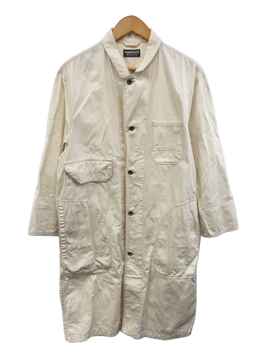 makerhood◆ヨーロピアンワークコート/M/コットン/WHT/無地/JU045