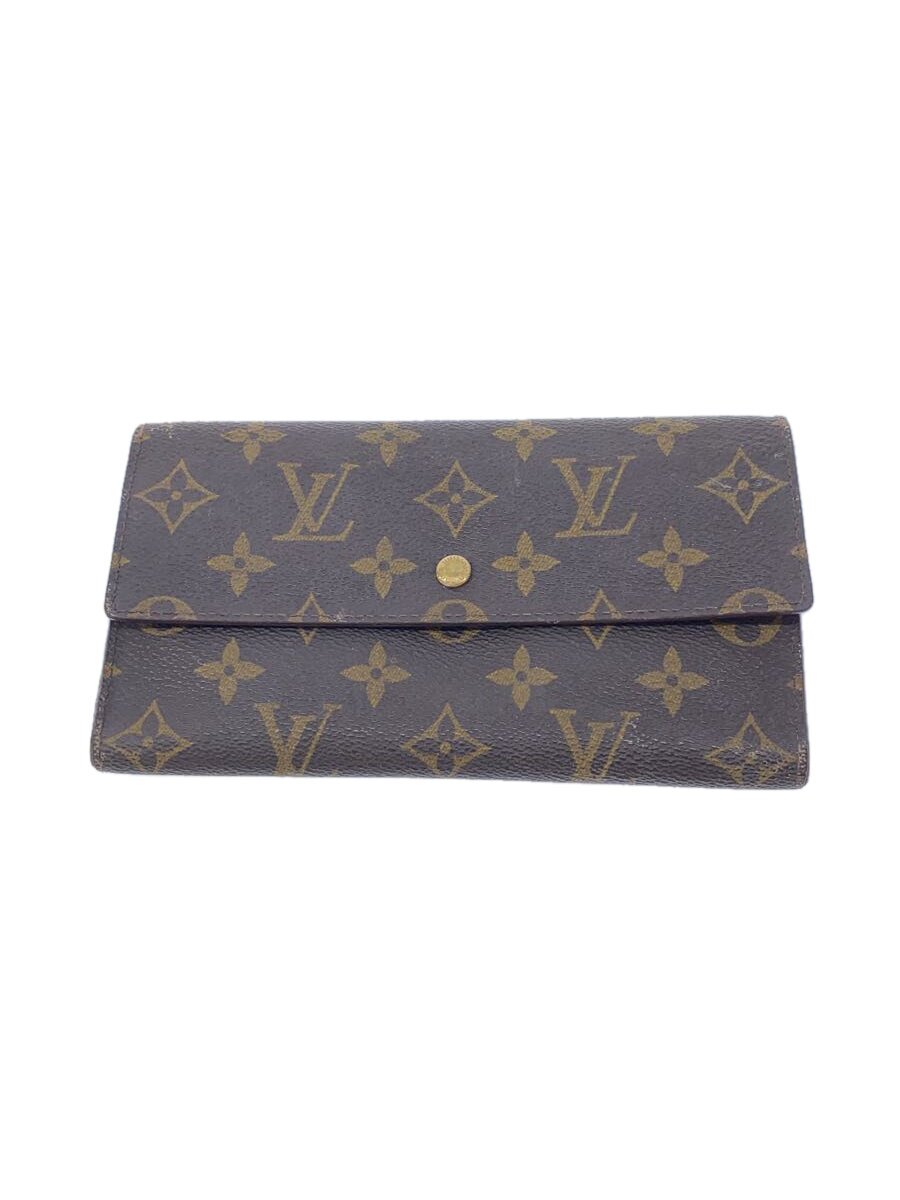【中古】LOUIS VUITTON◆ポルト・トレゾール・インターナショナル_モノグラム・キャンバス_BRW/PVC/BRW/レディース【服飾雑貨他】