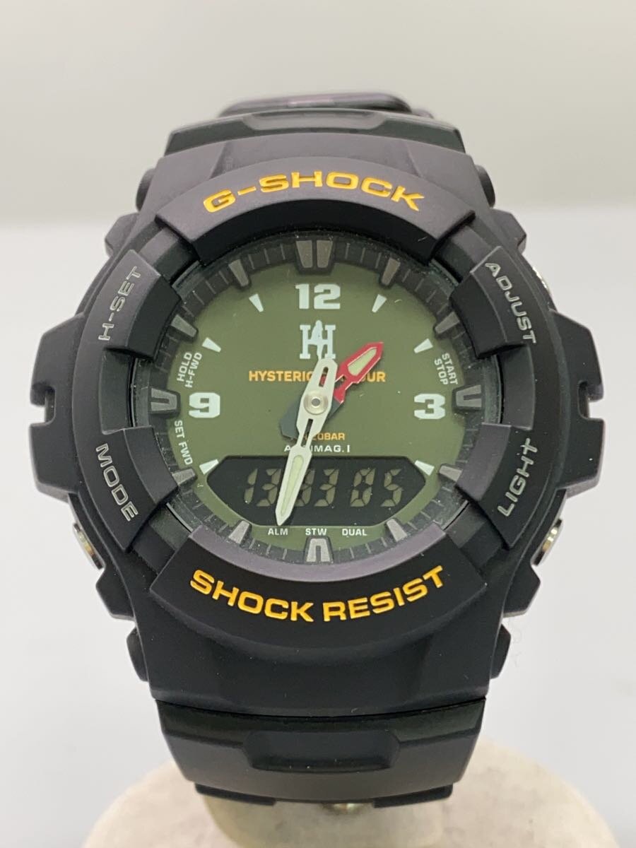 【中古】CASIO◆クォーツ腕時計/デジタル/ラバー/KHK/BLK/G-100【服飾雑貨他】