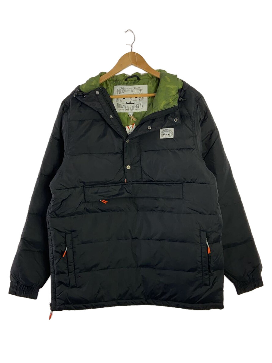 【中古】POLER OUTDOOR STUFF◆ダウンジャケット/L/ポリエステル/BLK/無地【メンズウェア】