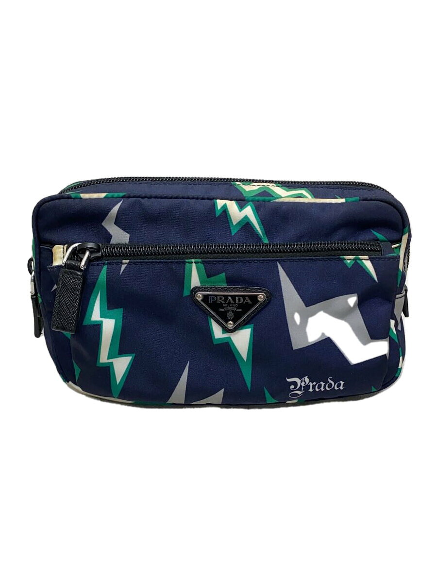 【中古】PRADA◆ウエストバッグ/PVC/NVY/総柄/2VL977//【バッグ】