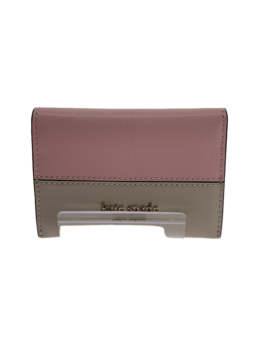 【中古】kate spade new york◆2つ折り財布/レザー/PNK/レディース【服飾雑貨他】