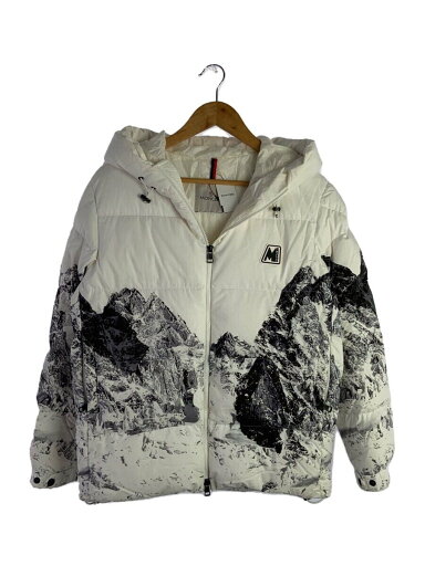 【中古】MONCLER◆ダウンジャケット/1/コットン/WHT/総柄/F20911A56100【メンズウェア】 【中古】MONCLER◆ダウンジャケット/1/コットン/WHT/総柄/F20911A56100【メンズウェア】