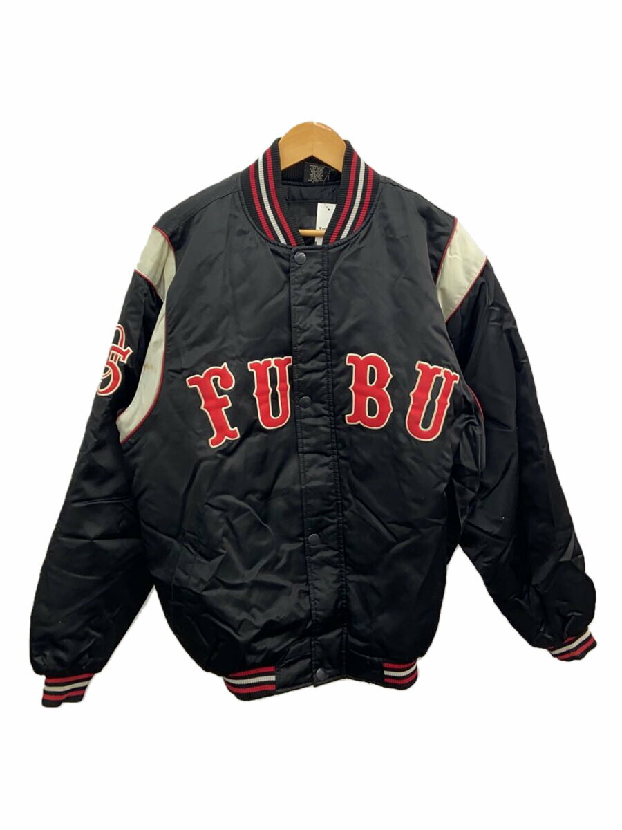 【中古】FUBU◆スタジャン/L/ポリエステル/BLK【メンズウェア】