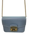 【中古】FURLA◆ショルダーバッグ/レザー/無地/METROPOLIS/ブルー/チェーン【バッグ】
