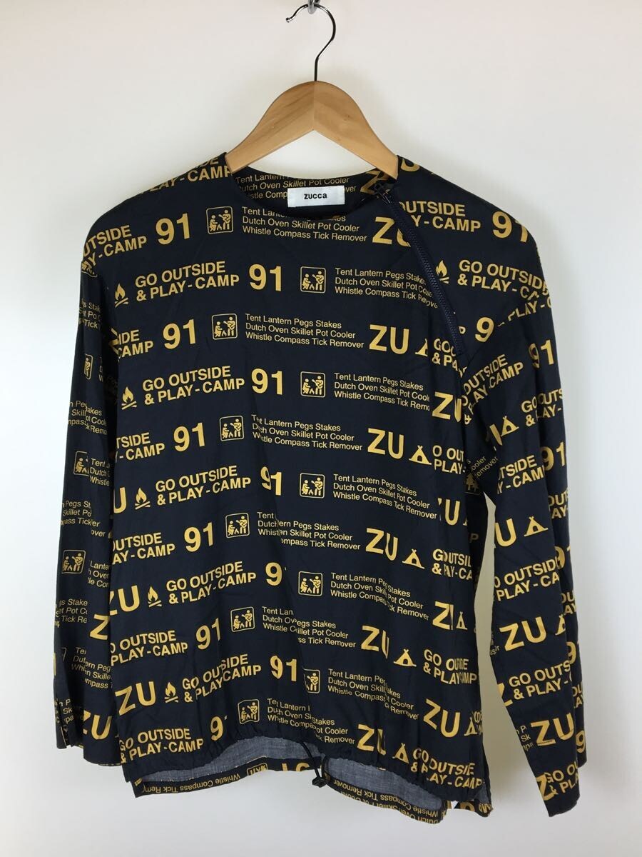 【中古】ZUCCa◆長袖Tシャツ/M/コットン/NVY/総柄【メンズウェア】