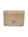 【中古】PRADA◆2つ折り財布/レザー/GRY/無地/レディース/1MV204【服飾雑貨他】