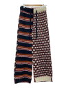 【中古】MARNI◆ボトム/S/アクリル/マルチカラー/総柄/アシンメトリー/レッド系/ニットパンツ【メンズウェア】