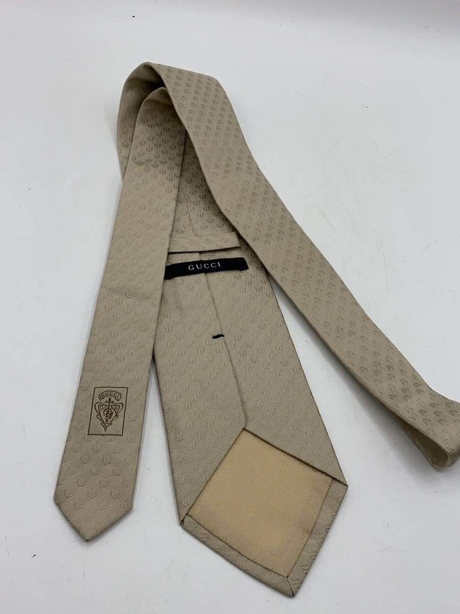 【中古】GUCCI◆ネクタイ/シルク/BEG/メンズ【服飾雑貨他】