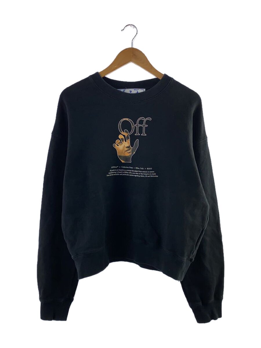 OFF-WHITE◆スウェット/S/コットン/BLK/CARAVAGGIO HAND OVER FLATLOCK/22AW/カラバッジョ