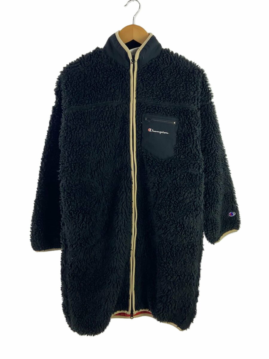 【中古】Champion◆ボアフリースロングジャケット/L/ポリエステル/BLK/CW-Q612【レディースウェア】