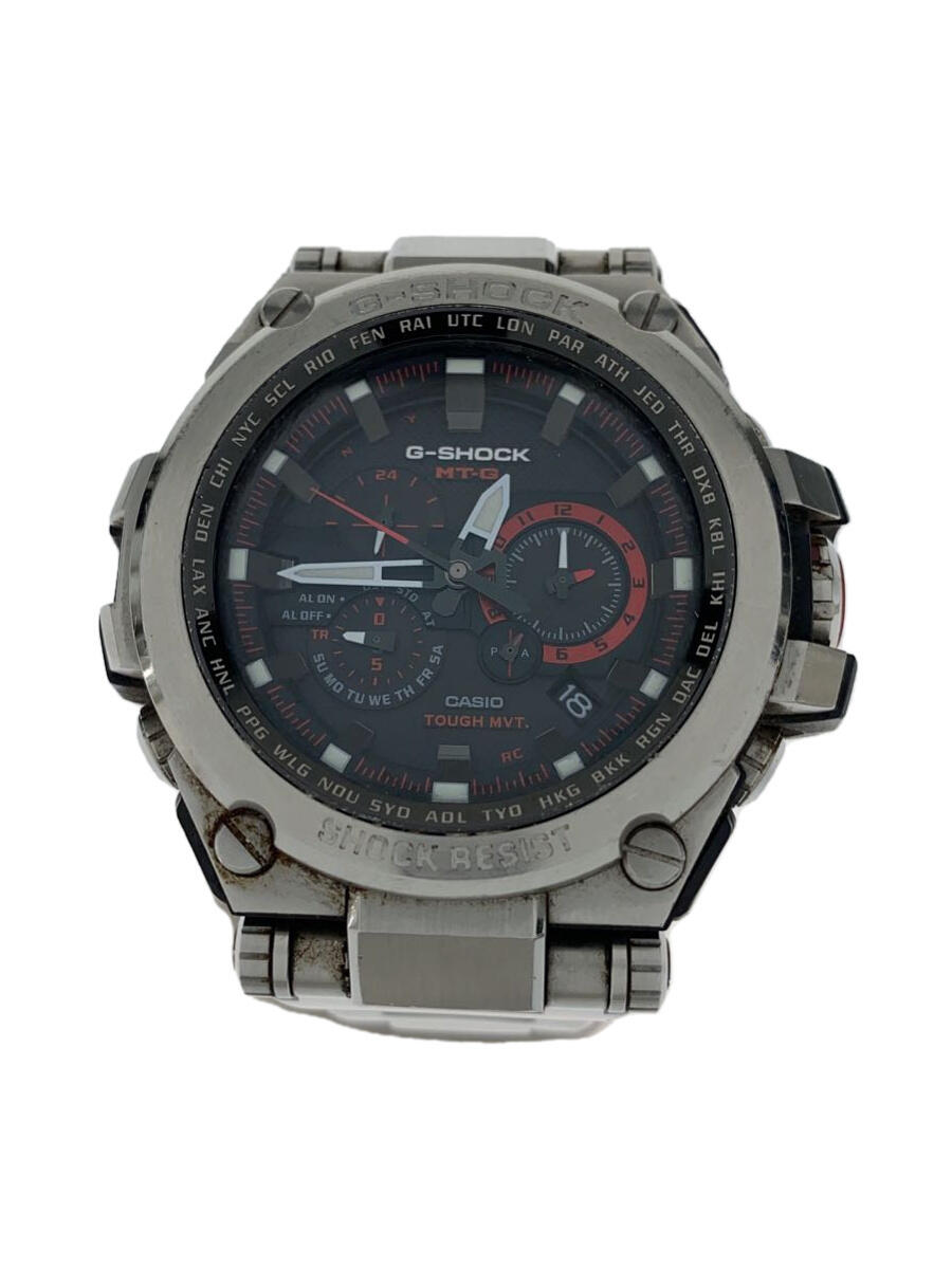 【中古】CASIO◆ソーラー腕時計・G-SHOCK/アナログ/ステンレス/BLK/SLV【服飾雑貨他】